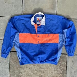 Vintage 90s Blue + Orange Pullover Colorblock Windbreaker